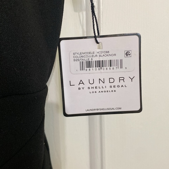 🎅🏼 Bnwt Laundry by Shelli Segal fitted pleated high neck midi black dress - Picture 6 of 10